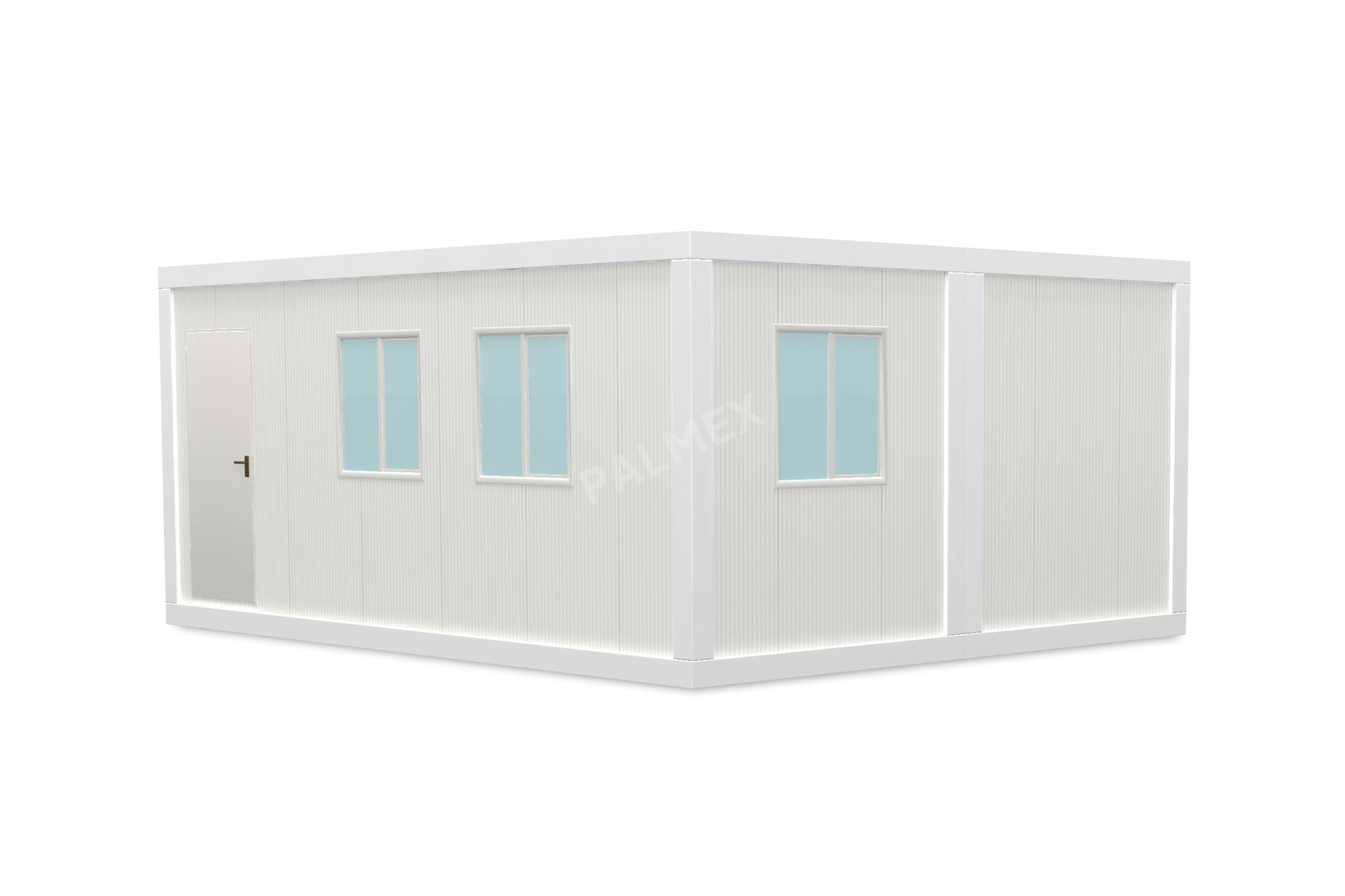 Containere Modulare 6x4.8m BASIC 1 Usa 3 Ferestre Alb PALMEX