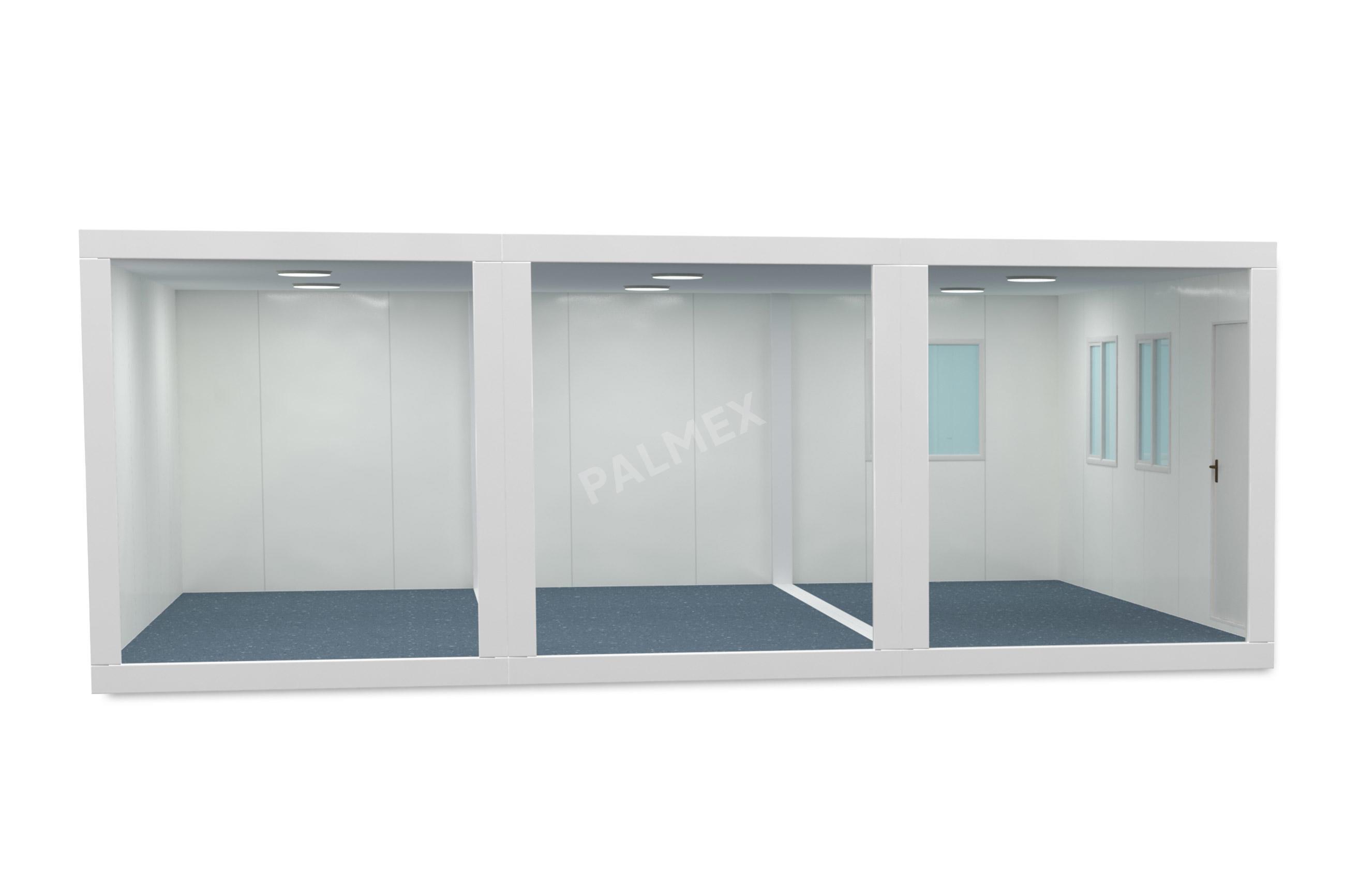 Containere Modulare 6x7.2m BASIC 1 Usa 3 Ferestre Alb PALMEX