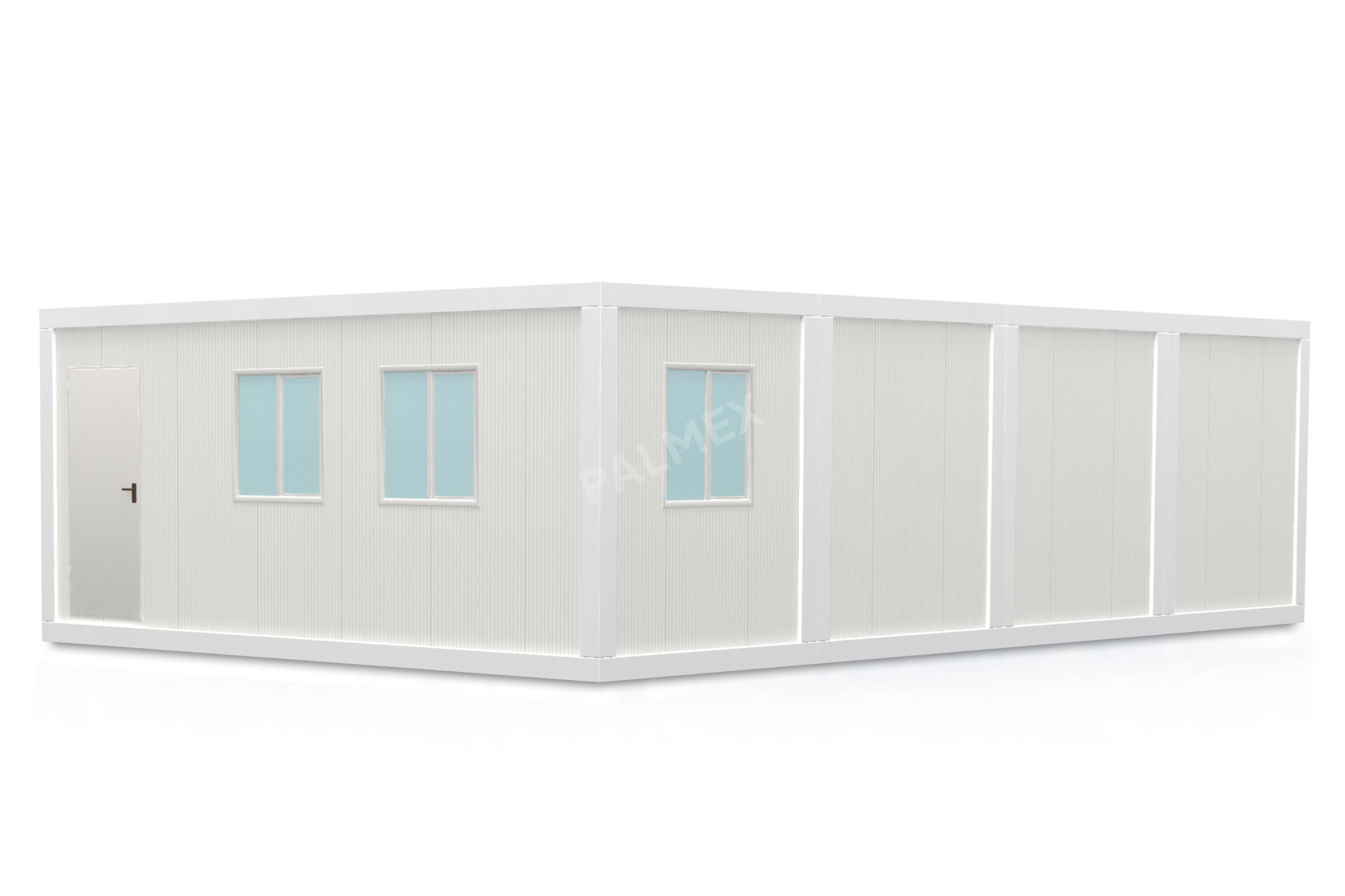 Containere Modulare 6x9.6m BASIC 1 Usa 3 Ferestre  Alb PALMEX